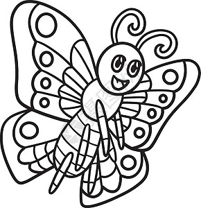 蝴蝶动物儿童孤立的彩色页面飞行孩子手绘教育幼儿园学校孩子们绘画彩页艺术背景图片