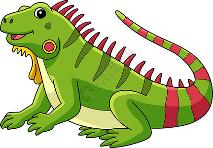 大蜥蜴Iguana 动物漫画彩色剪贴板说明插画