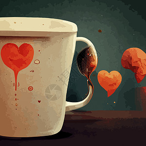 我很喜欢咖啡杯插图 国际咖啡日浓缩咖啡艺术杯子饮料杯喝咖啡背景图片