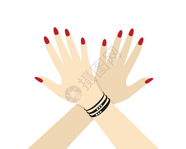 不同意手势禁止 停止 拒绝 女性的手跨过标志 不 不同意插画