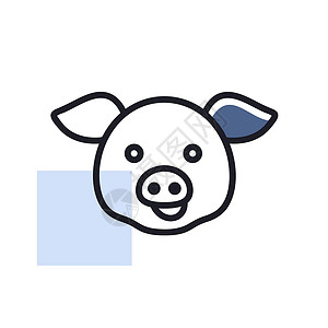 猪矢量图标 动物头矢量哺乳动物食物熏肉火腿小猪农业插图农场家畜猪肉背景图片