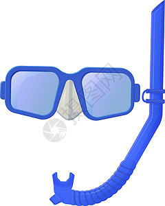 蓝色浮潜面具 潜水装备 极致的暑假休闲理念背景图片