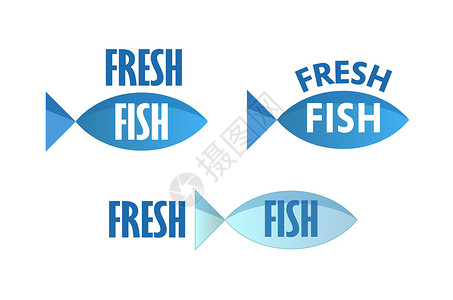 新鲜鱼食物餐厅烹饪蓝色插图早餐白色午餐剪贴海鲜背景图片