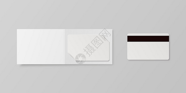 3D名片矢量 3d 逼真的白色客房 塑料酒店公寓钥匙卡 身份证 销售 带磁条的信用卡 设计模板与纸质封面案例 样机钱包 品牌 顶视图借方插画
