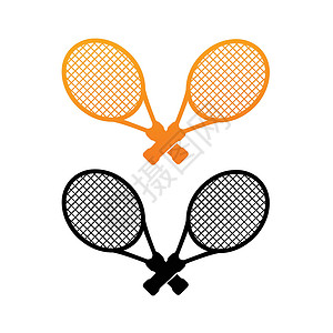 网球公司Logo竞赛白色标识球拍插图黄色黑色橙子背景图片