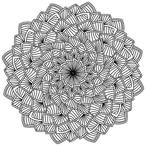 书形状带许多小花瓣的条纹曼达拉 以一朵幻想花的形状反丝丝色插画