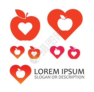 红爱苹果素材使用苹果和红心符号的logo插画