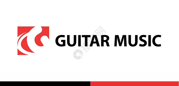 吉他商店 学校 音乐演播室的红色矢量标志背景图片