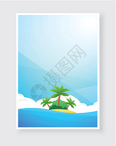 马来西亚邦咯岛热带海滩海报 有复制空间 矢量设计标语模板 传单 邀请函插画
