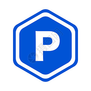 六角形停车标志 停车场 自行车停车场和摩托车的停车标志 向量背景图片