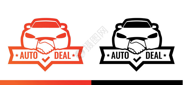 车牌自动识别系统汽车前有握握手符号 说明自动出售交易的车牌插画