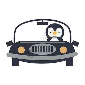 开车看手机漫画企鹅驾驶汽车漫画设计图片