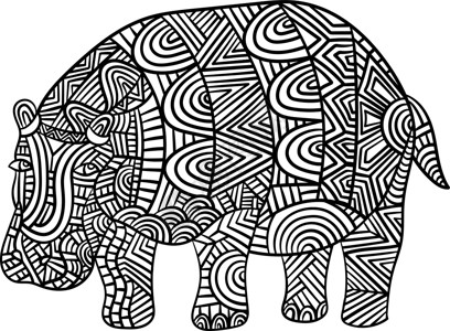 曼达拉成人彩色页面动物填色野生动物彩页黑色绘画手绘插图涂鸦圆圈背景图片