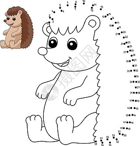到店必点Dot 点到儿童Dot Hedgeig鼠涂色页面孩子们染色图画书动物刺猬色本插图连接彩页插画