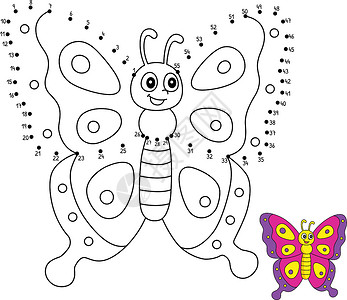 到店必点Dot 点到孩子们的多点蝴蝶颜色页面插图动物儿童彩页图画书填色染色插画