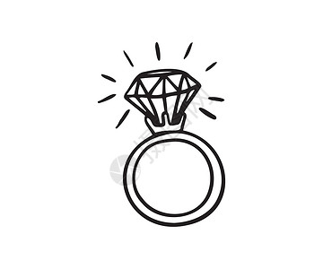 夺目订婚钻戒钻石戒指的图纸草图 婚礼的象征和结婚的提议 a 婚约的标志插图水晶手绘铅笔绘画订婚奢华婚姻涂鸦宝石插画