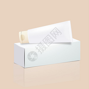 白色面霜逼真的白色管和带宽盖的包装 用于化妆品 药膏 面霜 牙膏 胶水载体 分离元素插画