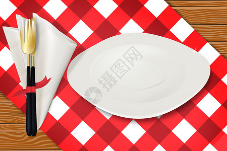 绿色澡巾餐具用餐巾装在桌布防弹衣上10陶器盘子桌子白色银器反射陶瓷绿色餐厅金属插画