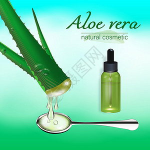 化妆品厂Aloe vera工厂 配有流动果汁和玻璃浸泡瓶 Collagen血清包装布局;海报模板 配有美容化妆品广告;现实的3d矢量图解设计图片