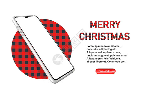 圣诞节桌面在笼子里圆圈背景上的智能手机 圣诞快乐的设计图案插画