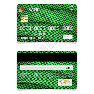 银行卡矢量图逼真的矢量信用卡两侧 绿色 购物折扣塑料卡 矢量图 银行卡设计设计图片