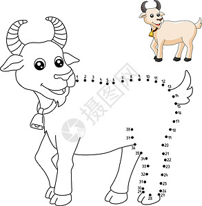 Dot 点到小孩子们的 Dot 山羊颜色页面彩页儿童图画书插图染色填色孩子们动物背景图片