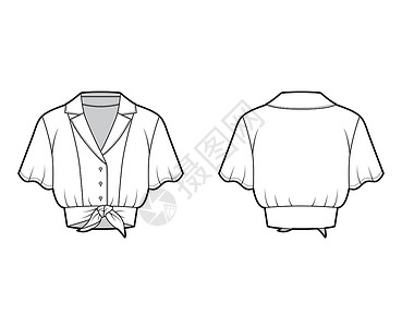 ps扣图素材使用营地领 短圈袖 前扣扣紧装的铁面裁缝衬衫技术时装图示女孩身体女士女性设计计算机男性服饰棉布办公室设计图片