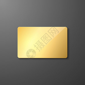 信用卡模板矢量 3d 逼真的空白金色信用卡 用于样机 品牌的塑料信用卡或借记卡设计模板 正面 顶视图插画