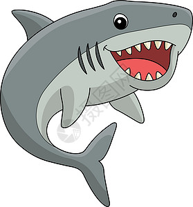手绘长尾鲨Megalodon 动物漫画彩色剪贴板插图绘画手绘涂鸦孩子们鲭鲨海洋卡通片野生动物儿童插画