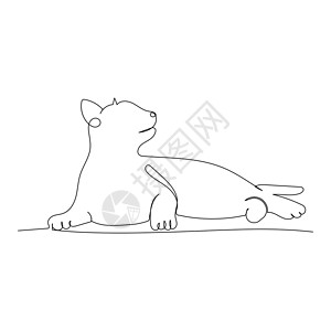可爱猫的连续线画 最小化艺术动物草图绘画卡通片涂鸦插图宠物背景图片
