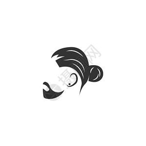 男子理发风格徽标插图男人理发师理发店潮人收藏标识男性胡子黑色背景图片