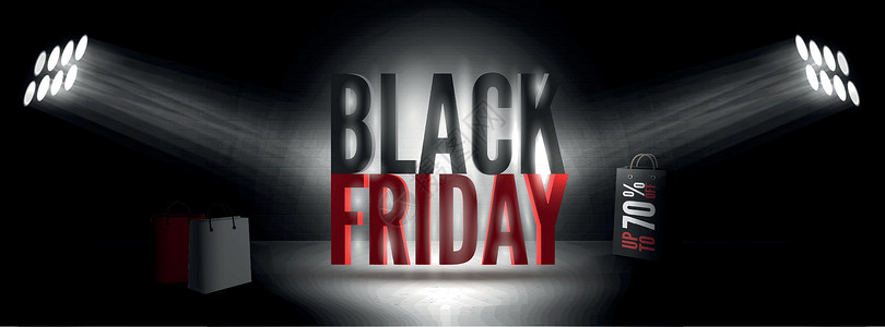 大条羽绒被黑色星期五销售70%的黑周日大矢量标条模板 配有透明的聚光灯光插画