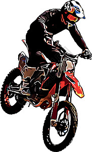 摩托车特技执行极端跳跳魔术的摩托车手的彩色矢量图像特技行动竞赛发动机自由调频速度危险天空运动插画