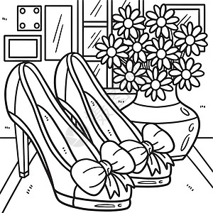 学步鞋孩子们的婚纱彩色页面插画