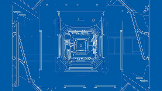 空间站内部内地重力草图建造火箭走廊车站技术插图勘探房间蓝图高清图片素材