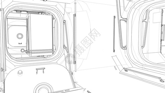 空间站内部内地车站勘探技术科学房间插图门厅重力走廊隧道空的高清图片素材