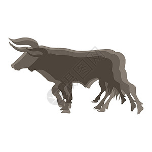 三种尺寸的公牛的三重轮廓 分层的 三种灰棕色动物轮廓 年度象征 向量例证斗牛高清图片素材