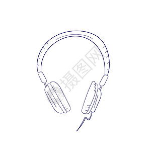 耳机图标 Web 大型耳机矢量图标的概要插图背景