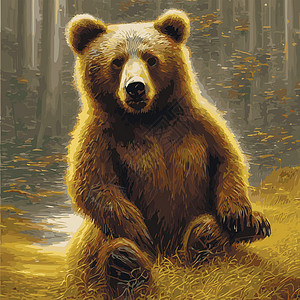 北美森林熊面对野兽 灰熊可爱的布德达熊头部肖像 真实的毛皮肖像野生动物棕熊动物园捕食者森林元素动物哺乳动物爬坡环境插画