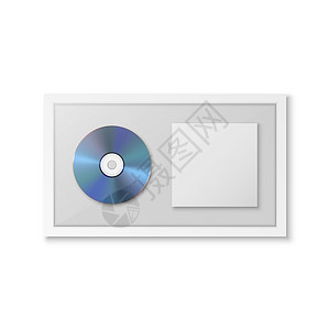 光盘播放机现实矢量 3d 蓝色光碟 包装 白背景上孤立的白框架封面 单相册断裂分奖 有限版 设计模板插画