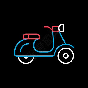 滑板车助力车平面矢量 ico运输车辆标识自行车车轮驾驶摩托车插图引擎送货背景图片