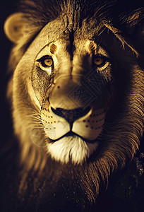 真实的狮子图案 黑背景的野狮脸贴近了鬃毛插图猫科荒野丛林捕食者野生动物毛皮男性动物园背景图片