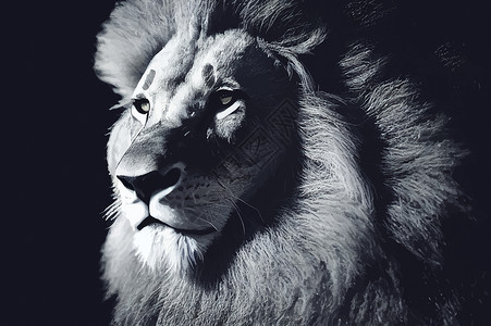 真实的狮子图案 黑背景的野狮脸贴近了野生动物丛林鬃毛动物园食肉动物捕食者特写猫科毛皮背景图片