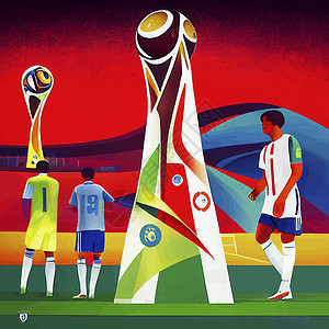决战世界杯海报卡塔尔2022年足球世界杯插图圆形绿色体育场运动杯子联盟团队背景