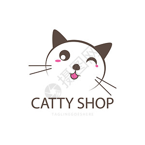 猫 宠物店图标矢量店铺乐趣宠物绘画动物猫咪卡通片艺术标识插图背景图片