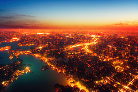 河内首府南部林大湖南边的清光时期河内天线城市风景(1)背景图片
