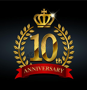 10周年金周年勋章图标 10 周年设计图片