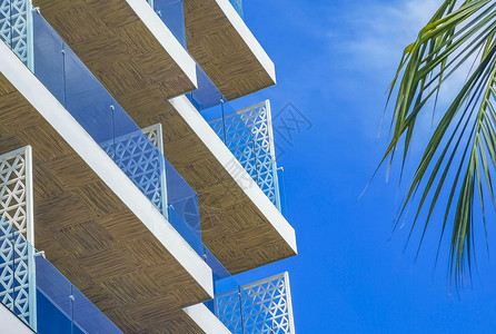 楼简影墨西哥的典型街道景楼公寓建筑学棕榈酒店建筑拉丁游客窗户建筑物房子文化背景