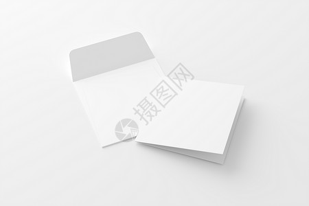 带有信封白色三维条框的方形折叠邀请卡商业文档问候婚礼3d对折小册子卡片小样广告背景图片