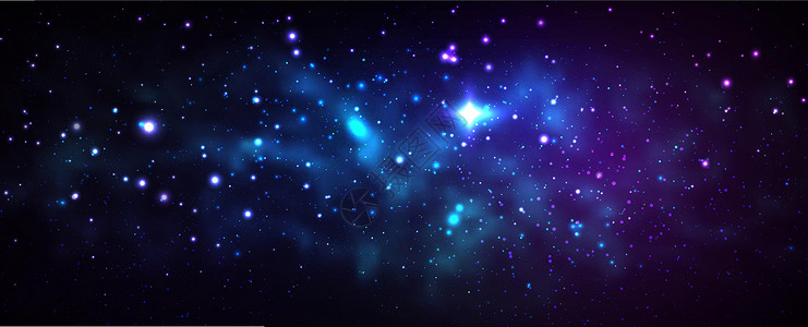 矢量宇宙插画 美丽多彩的空间背景 水彩宇宙太空艺术天文学插图紫色行星星光魔法辉光星空背景图片
